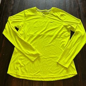 Nike Dri-Fit Neon Yellow Long Sleeve Running Shirt